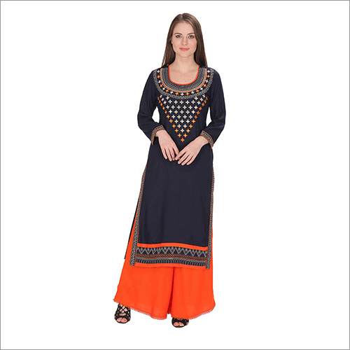 Breathable Fancy Black Kurti With Plazo