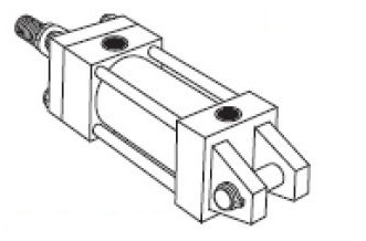 Hydraulic Cylinder - Bore 125mm, Stroke 350mm, Pivot Mount Clevis with Spherical Bearing | Curved Path, Tension and Compression