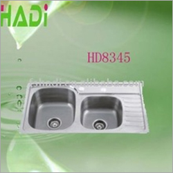 double bowl 304 stainless steel kitchen sink with drainer