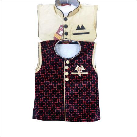 White & Brown Cotton Modi Jacket For Kids