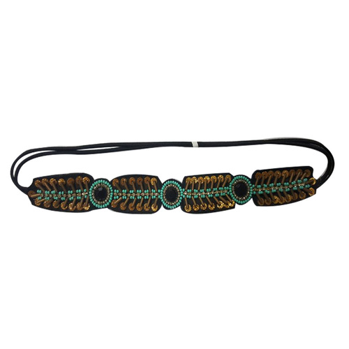 Designer Green Glass Beaded Headband