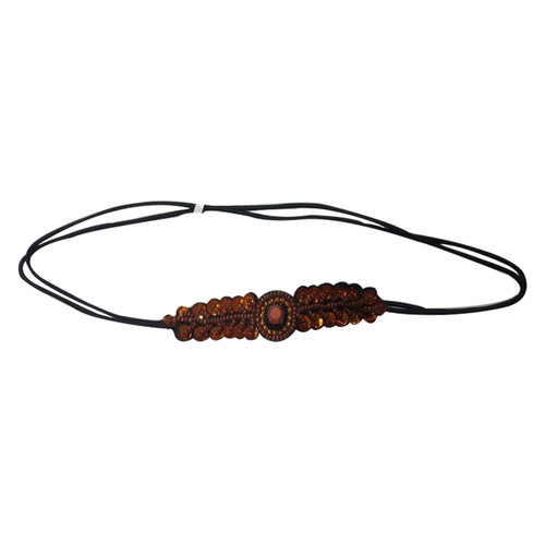 Designer Orange Glass Seed Beads Headband