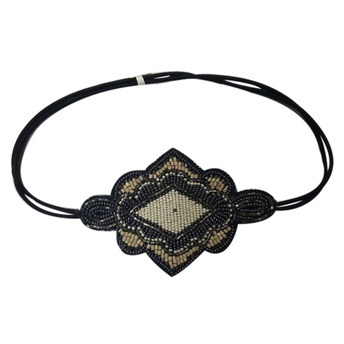 Black Glass Beads Designer Headband