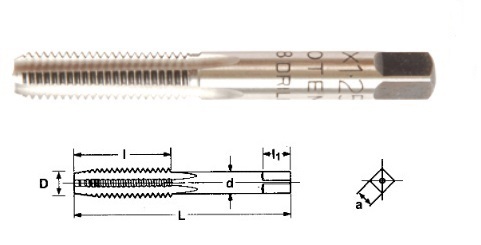 Hand Tap - Carbon Steel, 45 x 4.5 mm Metric Thread , Standard Pitch for Precise Threading Applications