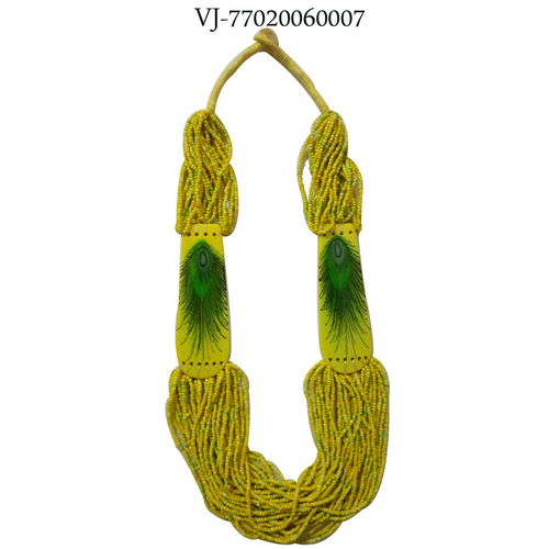 Yellow Glass Beaded Pendant Necklace