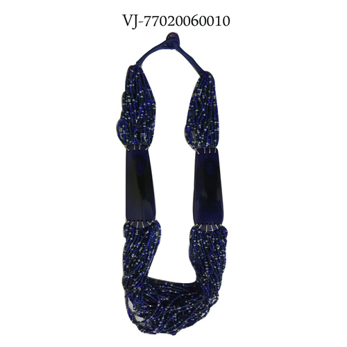 Blue Glass Beads Work With Pendant Necklace