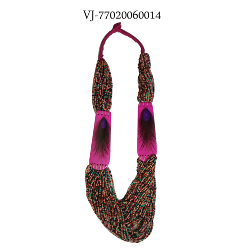 गुलाबी कांच मनके और लटकन हार