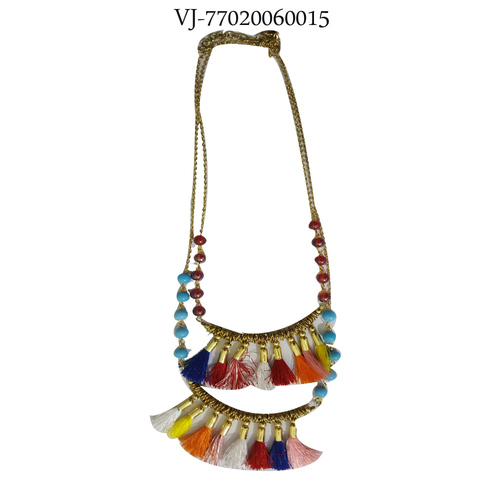 Gold Color Metal Chain With Tussle Necklace