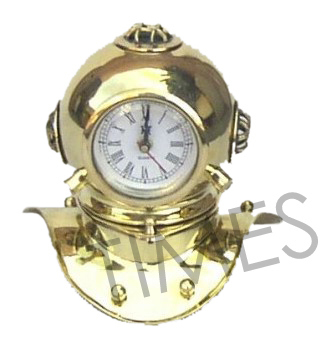 Nautical Brass Helmet Table Clock