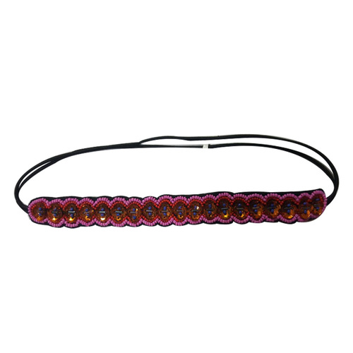 Pink Glass Beaded Hand Embroidery Headband