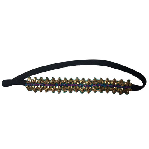 Gold Glass Beaded Handmade Hairband - Fabric, Glass Beads, One Size, Gold | Elegant, Durable, Comfortable, Stylish
