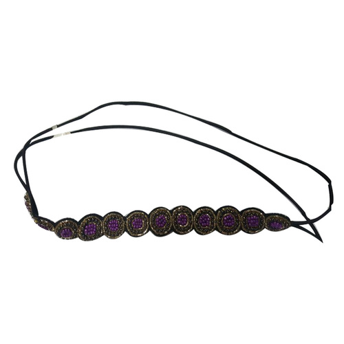 Purple Glass Beads Hand Embroidery Headband