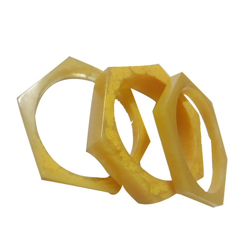 Light Yellow Glass Bangle Set OF 3 Pcs