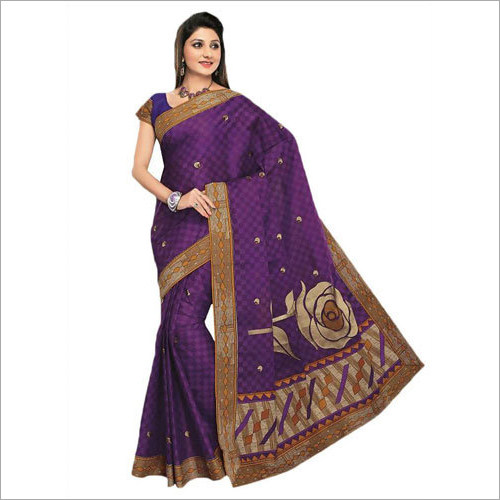 Purple Embroidered Sarees