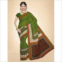 Spring Green Printed Cotton Sarees