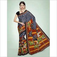 Art Silk Kalamkari Grey Sarees