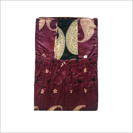 Maroon Cotton Nighty With Elastic Neck