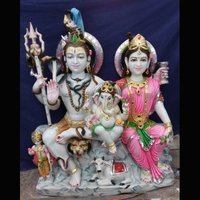 Marble Shiv Parwati Ganesh Statue