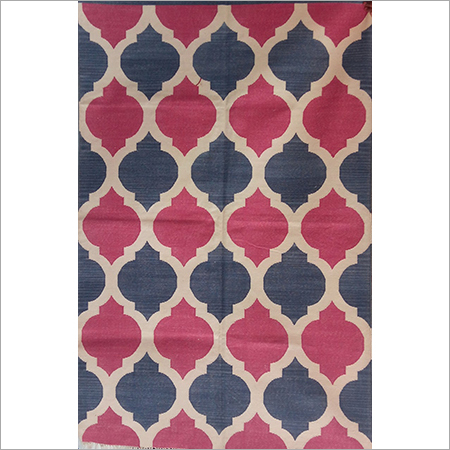 Cotton Flat Weave Rug - 5x7 Feet, Dark Pink and Black Oriental Design | Anti-Slip, Anti-Bacteria, Hand Washable, Quick Drying
