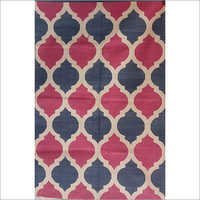 Cotton Flat Weave Rug - 5x7 Feet, Dark Pink And Black Oriental Design | Anti-slip, Anti-bacteria, Hand Washable, Quick Drying