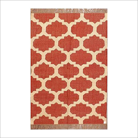 Red And Cream Jute Box Rugs