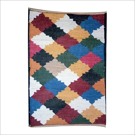 Jute Multi Colour Rug - Handmade Cotton, 5x7 Feet Rectangle | Antique Flocked Pattern, Anti-Slip, Anti-Bacterial, Washable, Multi-Use for Home and Outdoor