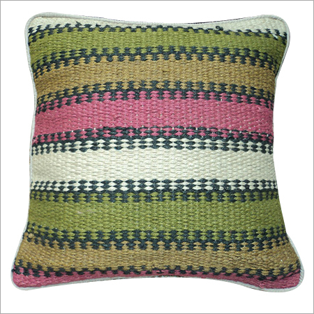 Jute Cushions Set - 45x45 cm, Multicolor | Printed Stripe Design, Square Shape, Zipper Closure, Ideal for Car, Chair, and Home Decor
