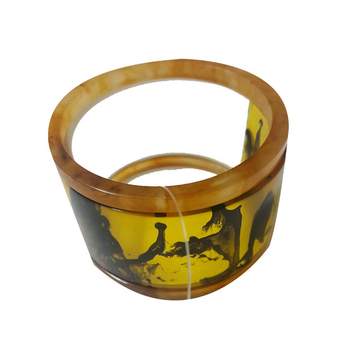 Yellow Wooden Bangle - 6-8 cm Diameter, 2-3 cm Width, Polished Finish | Handmade, Stylish, Durable, Easy Care