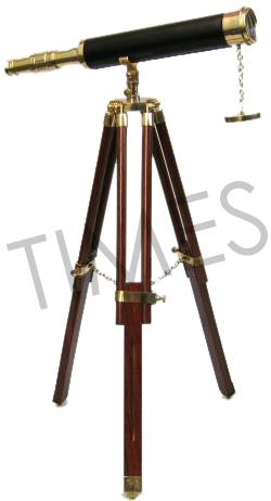Antique Nautical Black Telescope With Stand