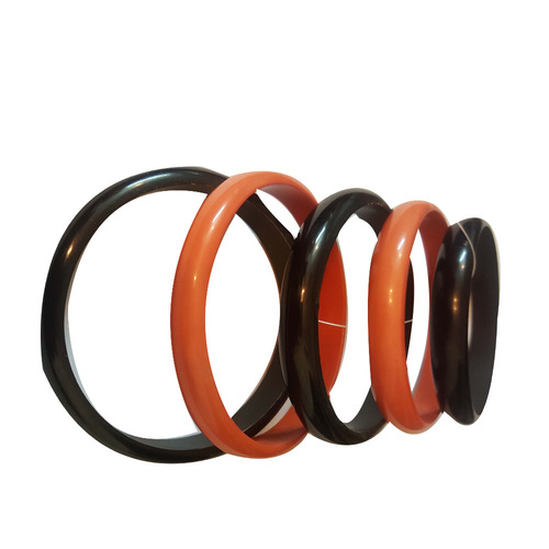 Orange and Black Glass Bangle Set