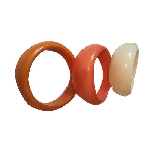 Orange Color Glass Bangles Set Of 3 Pcs