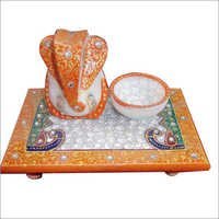 Marble Handicraft- Chauki Ganesh Deepak