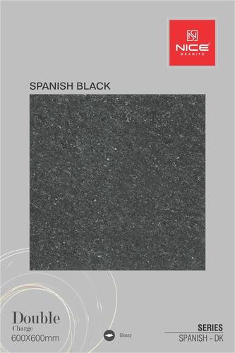 Double Charge Porcelain Tiles - Ceramic, 600x600mm, Gloss Black Finish | Polished Surface, Durable Vitrified Design for Interiors