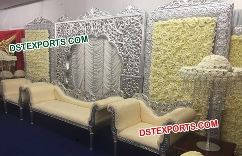 Wedding Stage Silver Carved Screens