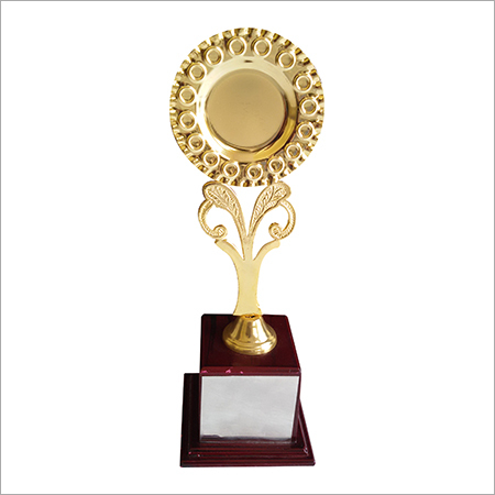 Brass & Steel Trophy - Steel, 10 Inch Diameter, Golden, 5mm Thickness | Round Shape, Artificial Style, Perfect for Business Gifts & Souvenirs