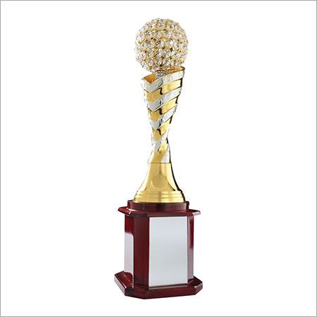 Double Tone Diamond Trophy - Crystal, 12 Inch, Golden Color , Round Shape, Artificial Style | Sport Trophy Award for Business Gifts & Souvenirs