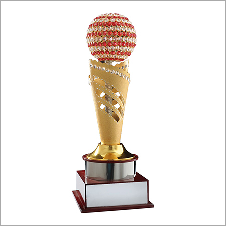 Steel Diamond Trophy - Crystal, 10 Inch Round, Golden | Artificial Trophy for Business Gifts & Souvenirs