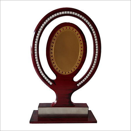 Wooden Sports Trophy - Wooden, 10 Inch Oval | Golden and Mahroon Finish, 5mm Thickness, Artificial Style for Business Gifts and Souvenirs