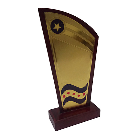 Extra Large Wooden Trophy - Wooden, 8 Inch, Golden & Mahroon Color, 4 mm Thickness | Ideal Business Gift & Souvenir for Celebratory Events