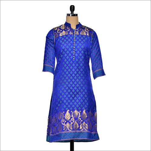 Blue Chanderi Kurti