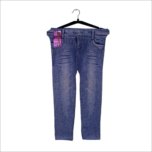 Stylish Denim Legging - Denim Material, Size L/XL/XXL, Sky Blue Color | Elegant Design with Pockets, Adjustable Zip Closure, Comfortable Fit