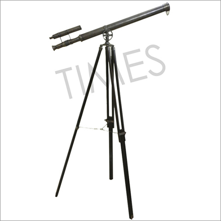 Antique Telescope Double Barrel With Wooden Tripod