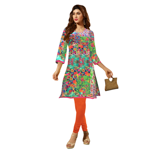 Printed Designer Kurti - Cotton Fabric, Available in Sizes S, M, L, XL, XXL | Attractive Stitched Design, Perfect for Everyday Wear