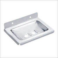 Stainless Steel Soap Dish - One Piece, Floor Mounted, Polished Silver Finish, Square Shape