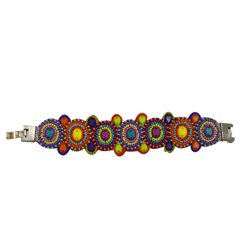 Orange Glass Beaded Hand Embroidery Bracelets