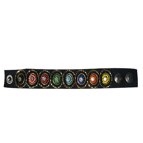 Black Glass Beads Hand Embroidery Bracelet