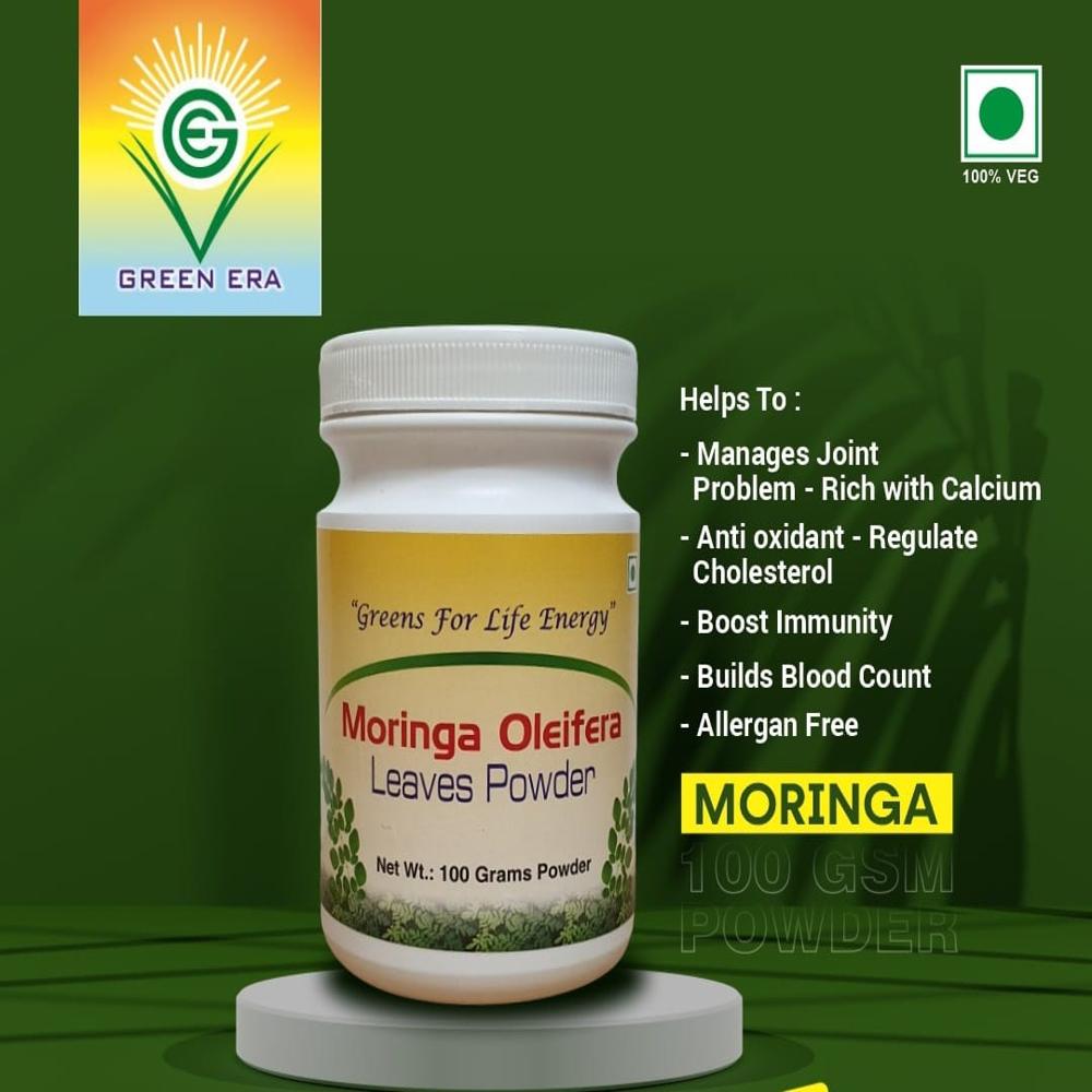 Organic Moringa Oleifera Leaves Powder - 100 Grams Bottle | 21.35g Protein, 1.92g Fat, 90 IU Vitamins, 80 Mesh Particle Size, Organic Certified