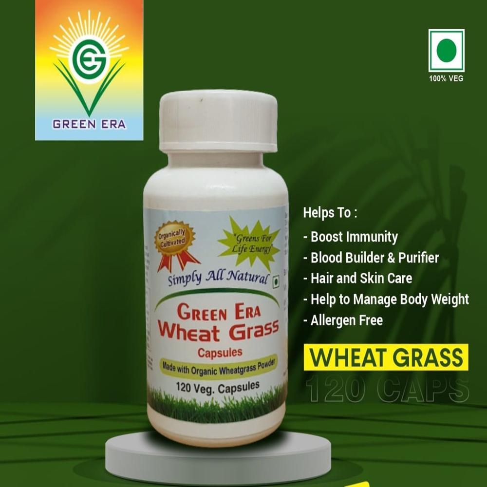 Organic Wheat Grass 120 Veg Capsules Bottle