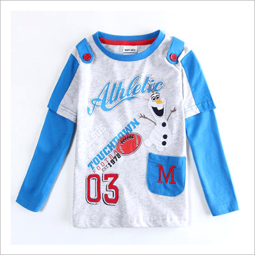 Boys Patch Work T-shirt - Cotton, Size 2-8 Years, Blue | Soft Cotton, Stylish Patchwork, Perfect Fit