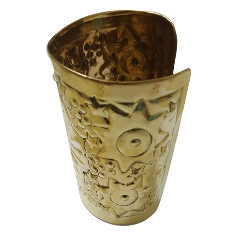 Gold Color Metal Flower Designer Bangle